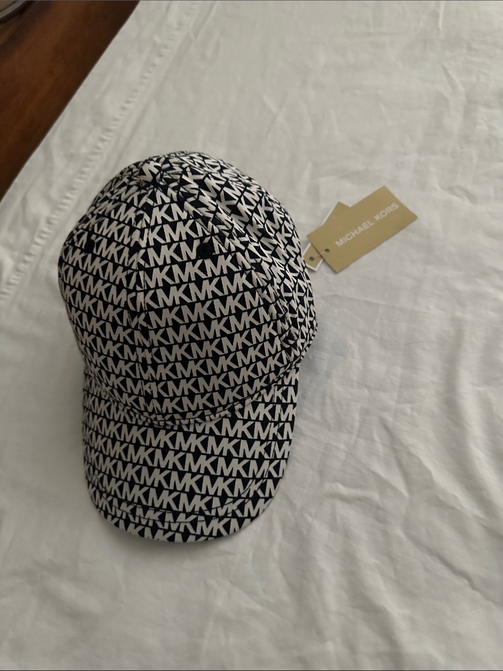 Michael Kors Black & White MK Monogram Baseball Cap